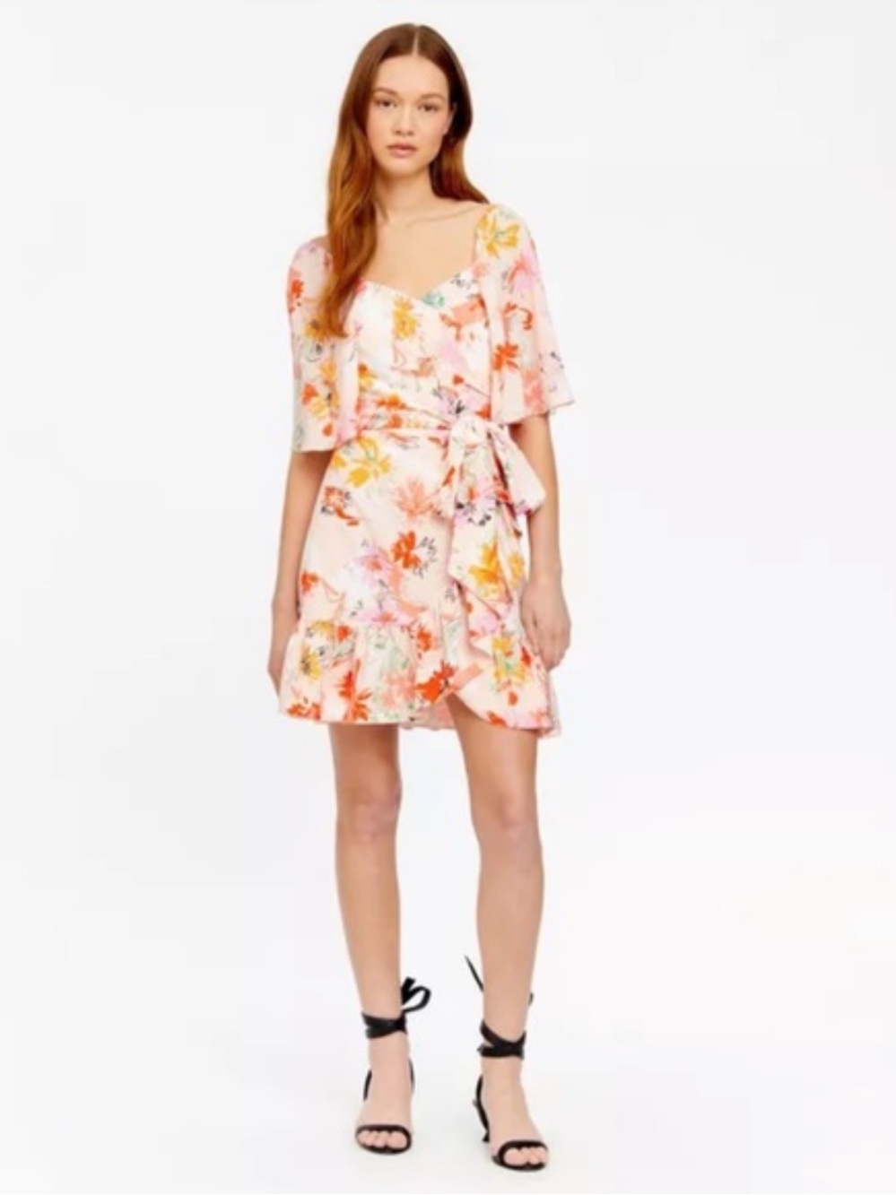 Anastasia Floral Silk Wrap Mini Dress